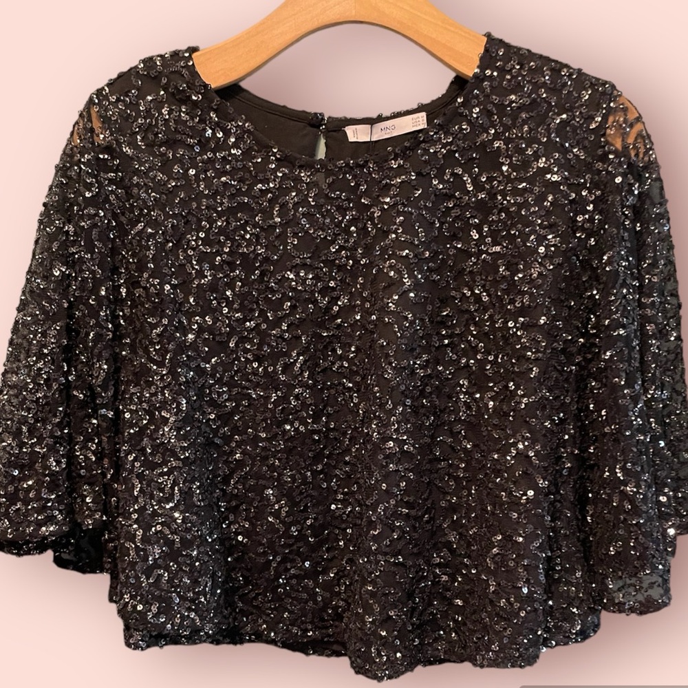 Mango Sequined Cape Top